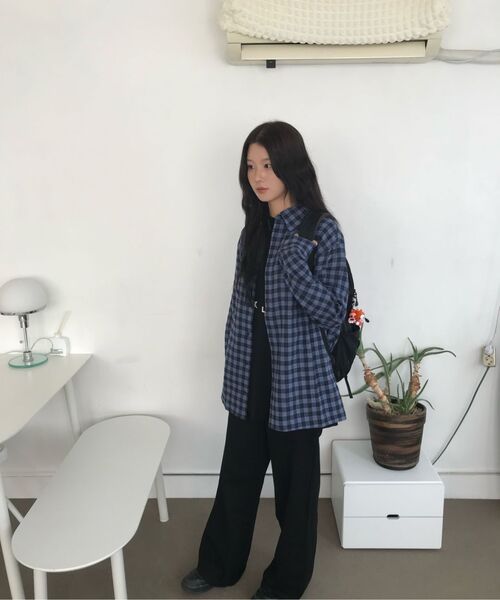 CURETTY(キュリティ)の「C OVER-FIT CHECK SHIRT_BLUE(シャツ/ブラウス・レディース・ブルー・SMALL)」の7枚目の写真
