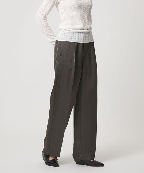 ASTRAET(アストラット)の「<ASTRAET>アセテート サテン ソクショウワイドパンツ(その他パンツ・レディース・ブラック/ダークブラウン・00/0/1)」の1枚目の写真