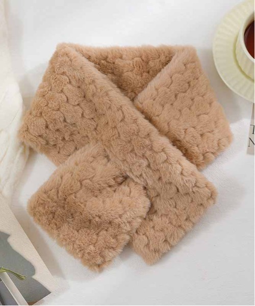 ALWAYS GOOD TIME（オルウェイズグッドタイム）の「ぽこぽこジャガードマフラー（マフラー・レディース・グレー/オフホワイト/ピンク/ベージュ・FREE）」の3枚目の写真