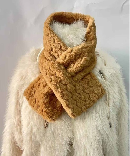 ALWAYS GOOD TIME（オルウェイズグッドタイム）の「ぽこぽこジャガードマフラー（マフラー・レディース・グレー/オフホワイト/ピンク/ベージュ・FREE）」の5枚目の写真