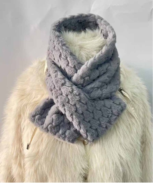 ALWAYS GOOD TIME（オルウェイズグッドタイム）の「ぽこぽこジャガードマフラー（マフラー・レディース・グレー/オフホワイト/ピンク/ベージュ・FREE）」の6枚目の写真