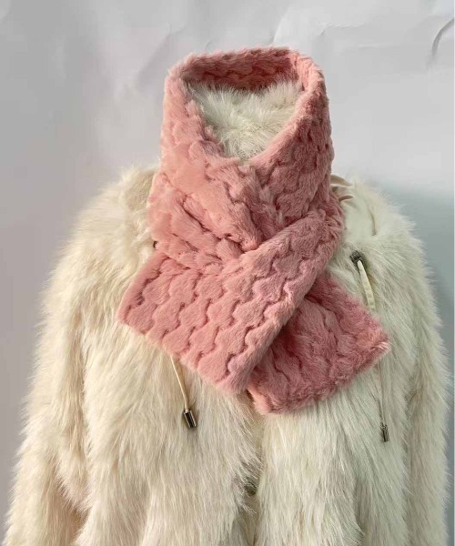 ALWAYS GOOD TIME（オルウェイズグッドタイム）の「ぽこぽこジャガードマフラー（マフラー・レディース・グレー/オフホワイト/ピンク/ベージュ・FREE）」の7枚目の写真