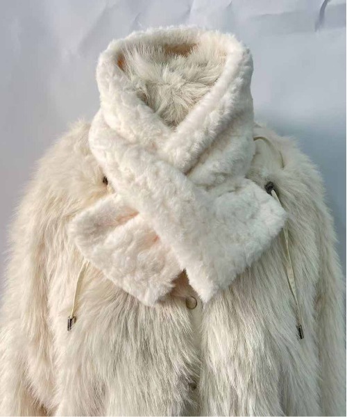 ALWAYS GOOD TIME（オルウェイズグッドタイム）の「ぽこぽこジャガードマフラー（マフラー・レディース・グレー/オフホワイト/ピンク/ベージュ・FREE）」の8枚目の写真