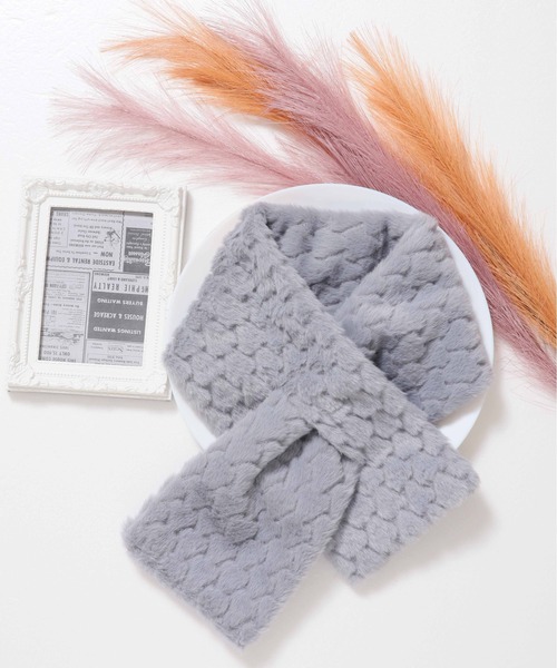 ALWAYS GOOD TIME（オルウェイズグッドタイム）の「ぽこぽこジャガードマフラー（マフラー・レディース・グレー/オフホワイト/ピンク/ベージュ・FREE）」の21枚目の写真