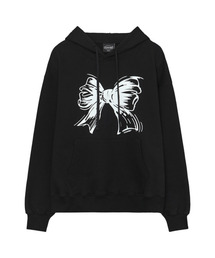 RIBBON LOGO HOODIE - BLACK