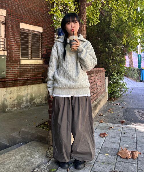 COSTUME O’CLOCK（コスチュームオクロック）の「ケーブルハーフジップヘビーニットプルオーバー 8COLOR COOSKT069（ニット/セーター・メンズ・ブラック/Cream/ライトグレー/ブラウン/チャコール/ネイビー/オートミール/グレー・MEDIUM/LARGE）」の15枚目の写真