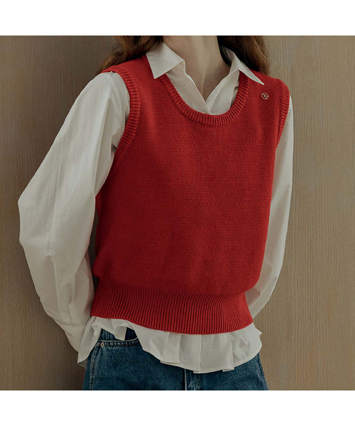 MAYVERU(メイバーユー)の「Dreamy Vest Knitwear _ Red(ベスト・レディース・レッド・F)」の1枚目の写真