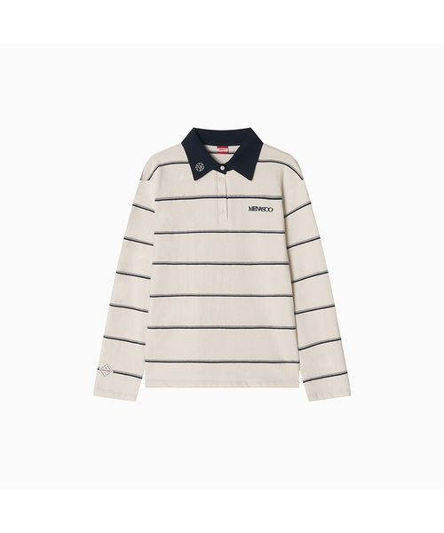 MENASOO(ミナス)の「MNS Striped Cotton Collar T Shirt_Ivory(ポロシャツ・レディース・アイボリー・F)」の1枚目の写真