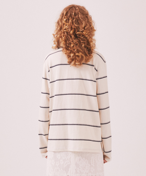 MENASOO(ミナス)の「MNS Striped Cotton Collar T Shirt_Ivory(ポロシャツ・レディース・アイボリー・F)」の3枚目の写真