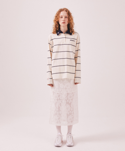 MENASOO(ミナス)の「MNS Striped Cotton Collar T Shirt_Ivory(ポロシャツ・レディース・アイボリー・F)」の4枚目の写真