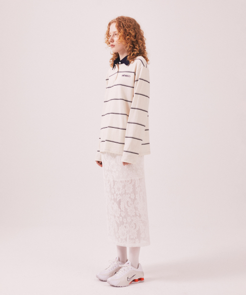 MENASOO(ミナス)の「MNS Striped Cotton Collar T Shirt_Ivory(ポロシャツ・レディース・アイボリー・F)」の5枚目の写真