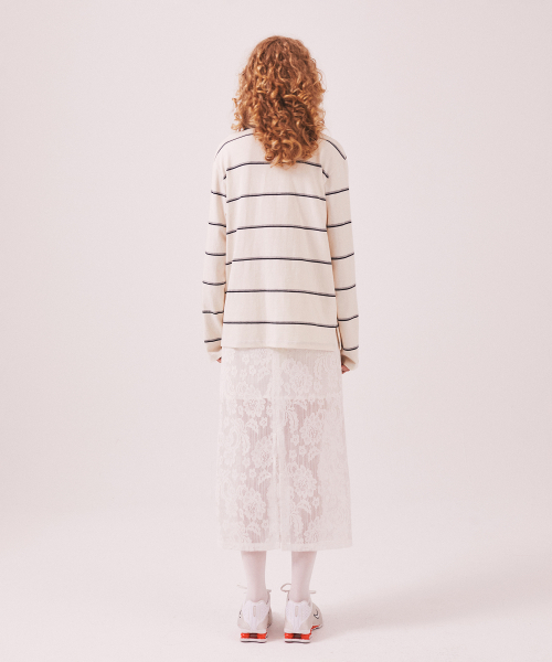 MENASOO(ミナス)の「MNS Striped Cotton Collar T Shirt_Ivory(ポロシャツ・レディース・アイボリー・F)」の6枚目の写真