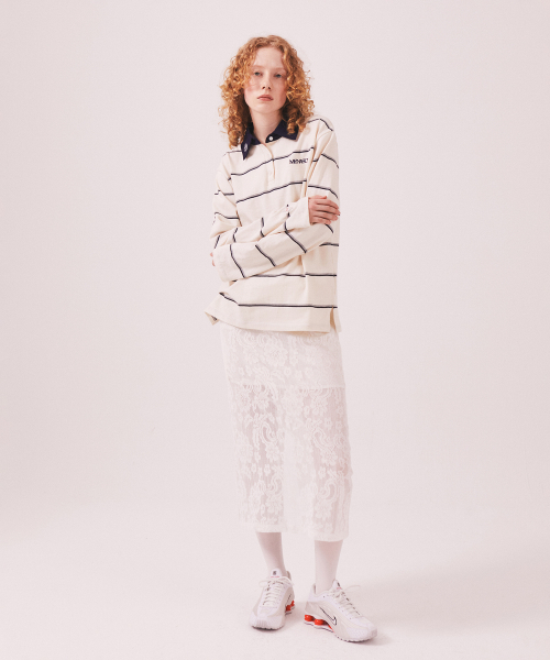 MENASOO(ミナス)の「MNS Striped Cotton Collar T Shirt_Ivory(ポロシャツ・レディース・アイボリー・F)」の7枚目の写真