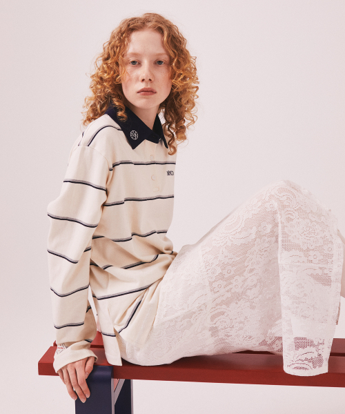 MENASOO(ミナス)の「MNS Striped Cotton Collar T Shirt_Ivory(ポロシャツ・レディース・アイボリー・F)」の10枚目の写真