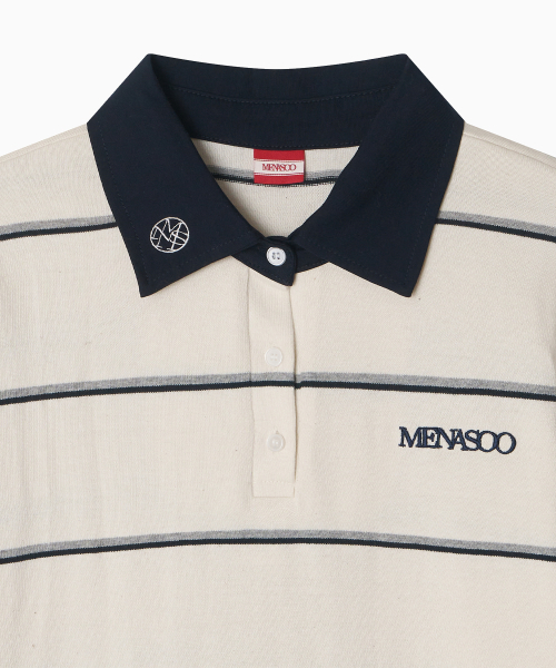 MENASOO(ミナス)の「MNS Striped Cotton Collar T Shirt_Ivory(ポロシャツ・レディース・アイボリー・F)」の17枚目の写真