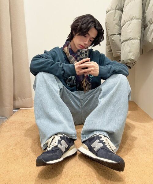 EXCONTAINER(エックスコンテナ)の「ルーズフィットストライプロングスリーブ (ネイビー/ブルー)(Tシャツ/カットソー・メンズ・その他・MEDIUM/LARGE/X-LARGE)」の6枚目の写真