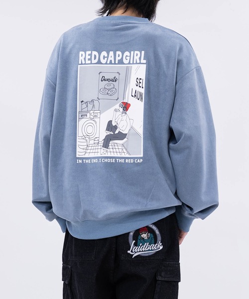 Red Cap Girl（レッドキャプガール）の「【a-r】〔RedCapGirl/レッドキャップガール〕カットスウェード ラバープリント クルーネックスウェット（スウェット・メンズ・チャコールグレー/ブルー/ミント/ライトグレー・MEDIUM/LARGE）」の4枚目の写真