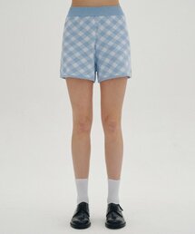 [23SS clove] Gingham Knit Shorts (Sky Blue)