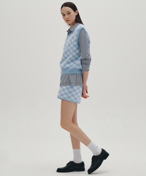 CLOVE（クローブ）の「[23SS clove] Gingham Knit Shorts (Sky Blue)（その他パンツ・レディース・その他・SMALL/MEDIUM）」の3枚目の写真