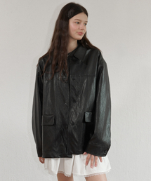 LETTERA（レッテラ）の「Faux leather Single Half Jacket_Black（ライダースジャケット）」