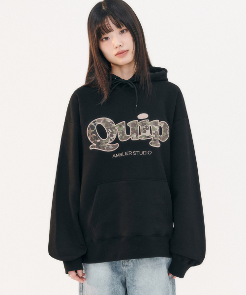 ambler(エムブラー)の「クイップ カモパッチ フードパーカー AHP1211 (ブラック)(パーカー・レディース・その他・LARGE/MEDIUM/SMALL)」の2枚目の写真