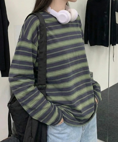 cammie（キャミー）の「ボーダーカットソー（Tシャツ/カットソー・レディース・グリーン/レッド/ブラック・M/L）」の9枚目の写真