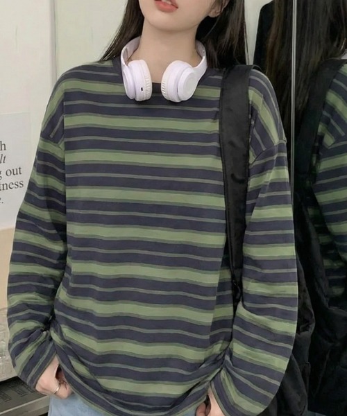cammie（キャミー）の「ボーダーカットソー（Tシャツ/カットソー・レディース・グリーン/レッド/ブラック・M/L）」の8枚目の写真