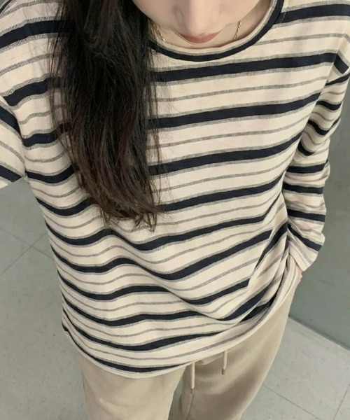 cammie（キャミー）の「ボーダーカットソー（Tシャツ/カットソー・レディース・グリーン/レッド/ブラック・M/L）」の6枚目の写真