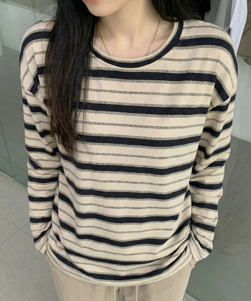 cammie（キャミー）の「ボーダーカットソー（Tシャツ/カットソー・レディース・グリーン/レッド/ブラック・M/L）」の5枚目の写真