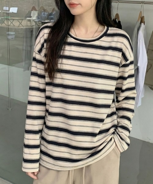 cammie（キャミー）の「ボーダーカットソー（Tシャツ/カットソー・レディース・グリーン/レッド/ブラック・M/L）」の4枚目の写真