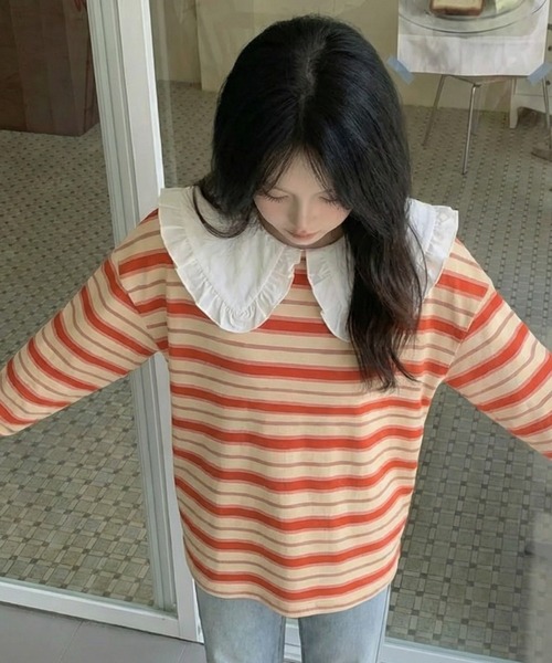 cammie（キャミー）の「ボーダーカットソー（Tシャツ/カットソー・レディース・グリーン/レッド/ブラック・M/L）」の12枚目の写真