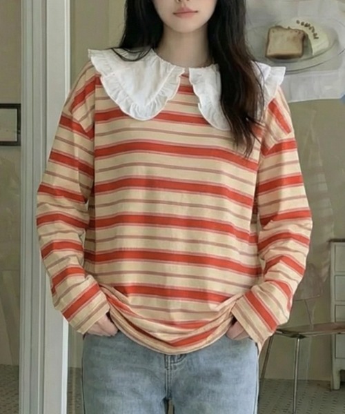 cammie（キャミー）の「ボーダーカットソー（Tシャツ/カットソー・レディース・グリーン/レッド/ブラック・M/L）」の15枚目の写真