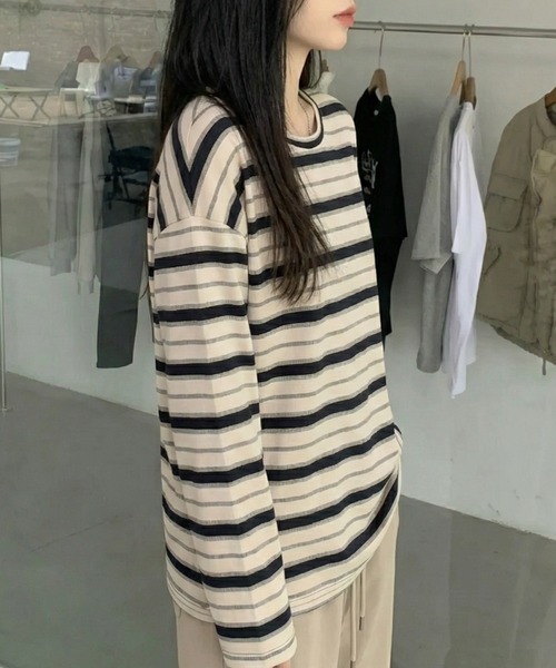 cammie（キャミー）の「ボーダーカットソー（Tシャツ/カットソー・レディース・グリーン/レッド/ブラック・M/L）」の7枚目の写真