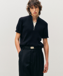 NOIRER（ノイア）の「リブドジップアップハーフニット（ブラック）（その他トップス）」