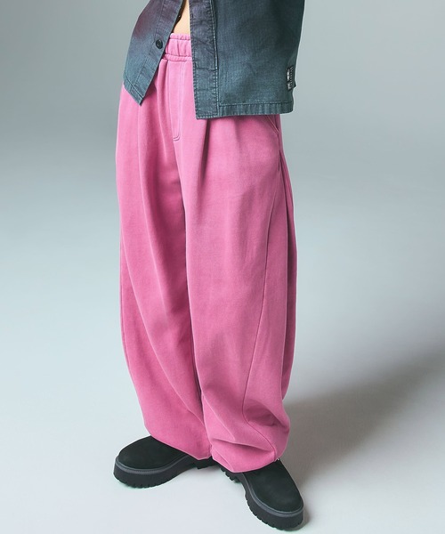 X-girl（エックスガール）の「PIGMENT DYED SCRIPT LOGO SWEATPANTS（スウェットパンツ・レディース・ピンク/ブラック/グレー・S/M）」の6枚目の写真