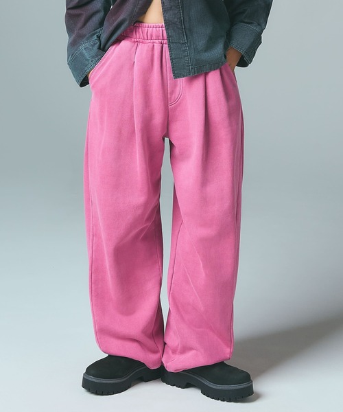 X-girl（エックスガール）の「PIGMENT DYED SCRIPT LOGO SWEATPANTS（スウェットパンツ・レディース・ピンク/ブラック/グレー・S/M）」の8枚目の写真