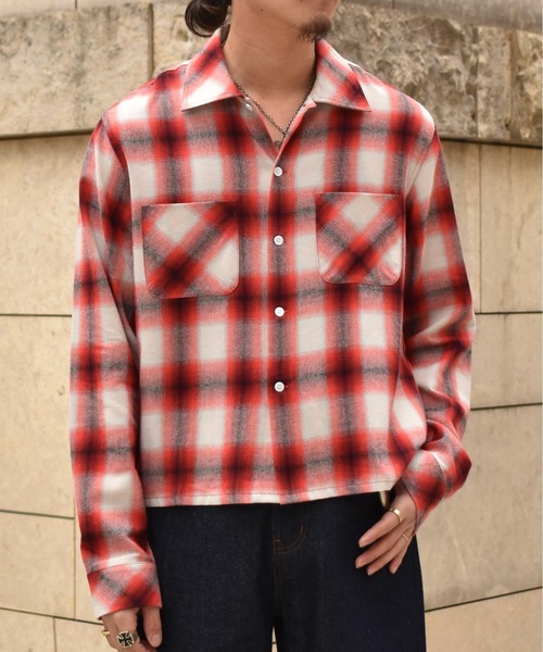 Noen（ノエン）の「オンブレチェックシャツ（シャツ/ブラウス・メンズ・レッド/ブラウン/ブラック/ブルー・MEDIUM/X-LARGE/LARGE）」の4枚目の写真