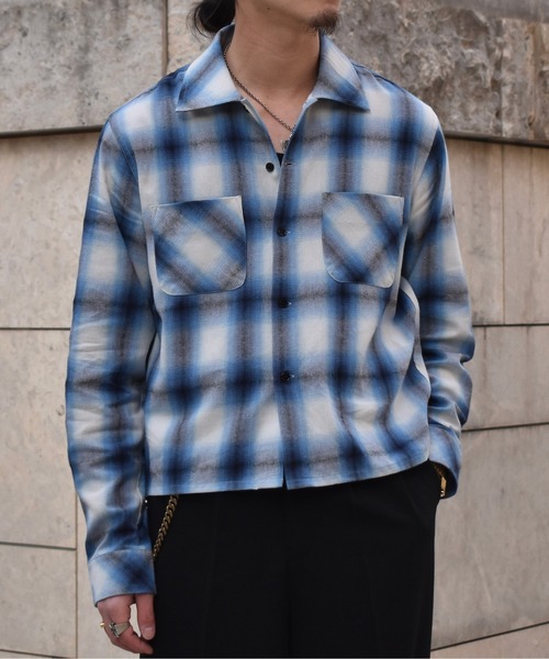 Noen（ノエン）の「オンブレチェックシャツ（シャツ/ブラウス・メンズ・レッド/ブラウン/ブラック/ブルー・MEDIUM/X-LARGE/LARGE）」の15枚目の写真