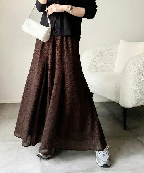 classicalelf（クラシカルエルフ）の「シアーで抜け感◎どんなコーデも軽やかに決まる。アソート柄フレアスカート（スカート・レディース・チェック/ドット/レオパード・X-LARGE/LARGE/MEDIUM/SMALL）」の6枚目の写真