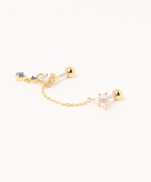 TONE SELECT GOODS(トーンセレクトグッズ)の「【Peony/ピオニー】/ステンレスポスト 片耳用 コスモモチーフ2連ピアス(ピアス(片耳用)・レディース・ゴールド・FREE)」の2枚目の写真