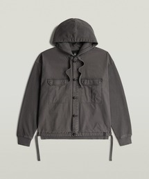 G-STAR（ジースター）の「Woven Mix Loose Hoodie Sweater Overshirt/異素材ミックスガーメントダイウォッシュ加工ルーズオーバーサイズスウェットパーカー/スウェットブルゾン（ブルゾン）」