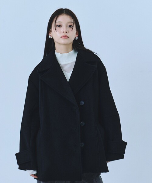 セール】【再入荷なし！】SUPER140ラペルショートコート｜ウール/保温