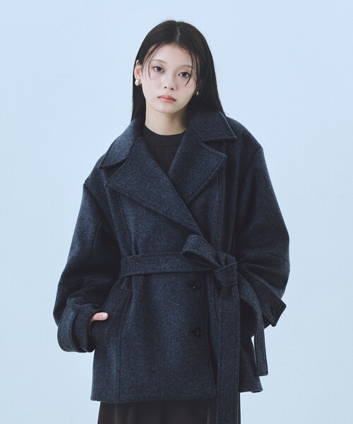 SUPER140ラペルショートコート｜ウール/保温/冬服（ピーコート