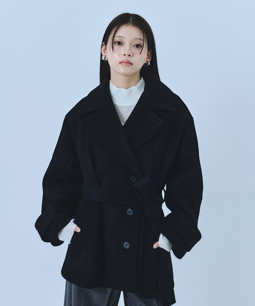 セール】《新作》SUPER140ラペルショートコート｜ウール/保温/冬服