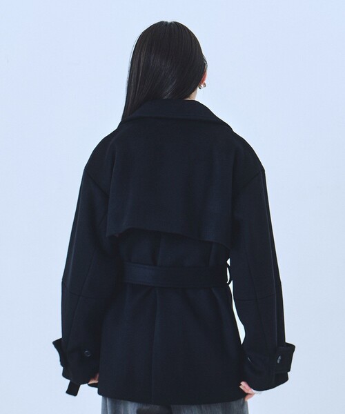 セール】SUPER140ラペルショートコート｜ウール/保温/冬服（ピーコート