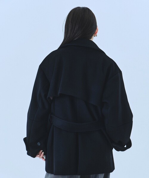 セール】【再入荷なし！】SUPER140ラペルショートコート｜ウール/保温