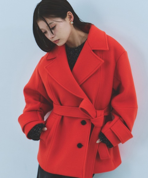 セール】SUPER140ラペルショートコート｜ウール/保温/冬服（ピーコート