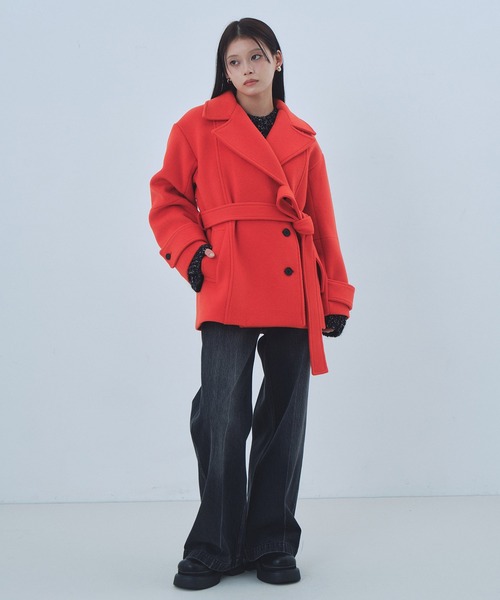新品未使用/room306/ボリュームショートコート　RED room306 CONTEMPORARY / Stand Collar Volume Short Coat