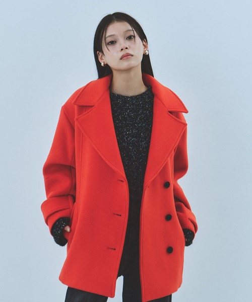 UNITED TOKYO(ユナイテッドトウキョウ)の「【再入荷なし!】SUPER140ラペルショートコート|ウール/保温/冬服(ピーコート・レディース・レッド/グレー/ブラック・1/2)」の18枚目の写真