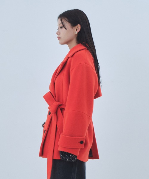 セール】SUPER140ラペルショートコート｜ウール/保温/冬服（ピーコート